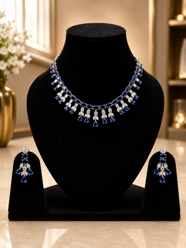 Royal Blue Designer Necklace Set with Earrings